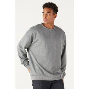 AC&Co / Altınyıldız Classics Men's Gray Melange Oversized Wide Cut Crew Neck Straight Sweatshirt.