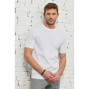 ALTINYILDIZ CLASSICS Men's White Standard Fit Regular Cut Crew Neck 100% Cotton Knitwear T-Shirt
