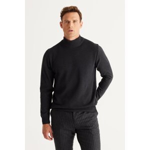 ALTINYILDIZ CLASSICS Men's Anthracite Standard Fit Normal Cut Half Turtleneck Cotton Knitwear Sweater.