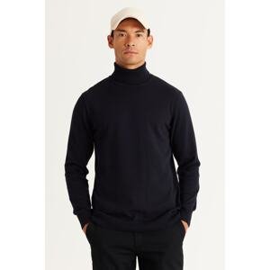 ALTINYILDIZ CLASSICS Men's Navy Blue Standard Fit Regular Fit Full Turtleneck Cotton Knitwear Sweater