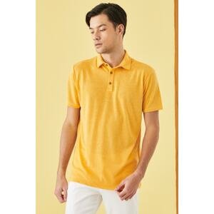 ALTINYILDIZ CLASSICS Pánské tmavě žluté slim fit slim fit polo neck plain ležérní tričko