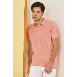 ALTINYILDIZ CLASSICS Men's Pale Pink Slim Fit Slim Fit Polo Neck Plain Casual T-Shirt