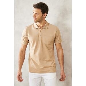 ALTINYILDIZ CLASSICS Men's Shrink-Resistant Cotton Fabric Regular Fit Comfortable Cut Mink Roll-Free Polo Collar T-Shirt with Pockets