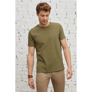 ALTINYILDIZ CLASSICS Men's Khaki Slim Fit Slim Fit Crew Neck Short Sleeve Soft Touch Basic T-Shirt