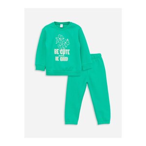 LC Waikiki Baby Girl Crew Neck Printed Sweatshirt and Tracksuit Bottom 2-Pack