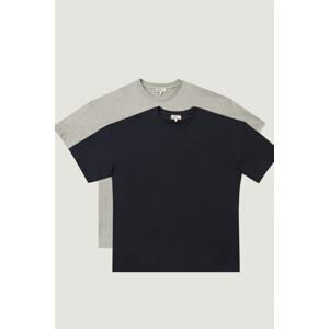 AC&Co / Altınyıldız Classics Men's Navy/Melange Oversized Loose Fit, Crew Neck 100% Cotton T-Shirt of 2 Pack.