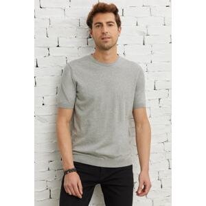 ALTINYILDIZ CLASSICS Men's Gray Standard Fit Regular Fit Crew Neck 100% Cotton Short Sleeve Knitwear T-Shirt