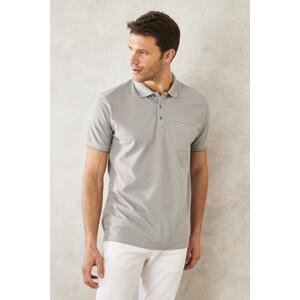 AC&Co / Altınyıldız Classics Men's Non-Shrink Cotton Fabric Regular Fit Comfort Fit Gray Anti-roll Polo Neck Pocket T-Shirt