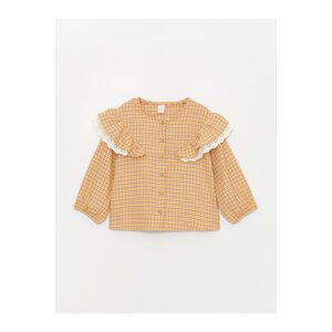 LC Waikiki Crew Neck Long Sleeved Plaid Baby Girl Shirt