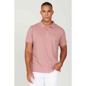 ALTINYILDIZ CLASSICS Men's Dried Rose 100% Cotton Roll-Up Collar Slim Fit Slim Fit Polo Neck Short Sleeved T-Shirt.
