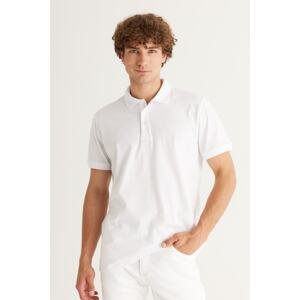 AC&Co / Altınyıldız Classics 100% Organic Cotton Men's White Slim Fit Slim Fit Polo Neck T-Shirt.