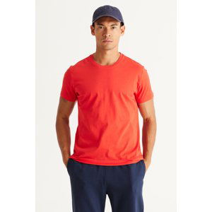 AC&Co / Altınyıldız Classics Men's Red 100% Cotton Slim Fit Narrow Cut Crew Neck Short Sleeve T-Shirt