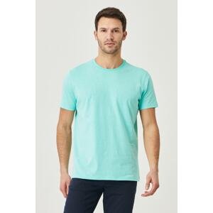 AC&Co / Altınyıldız Classics Men's Turquoise 100% Cotton Slim Fit Narrow Cut Crew Neck Short Sleeve T-Shirt