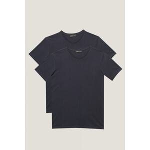 ALTINYILDIZ CLASSICS Men's Navy Blue Slim Fit Slim Fit V-Neck 100% Cotton T-shirt 2-pack.