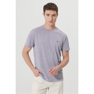 AC&Co / Altınyıldız Classics Men's Purple-white Easy Iron Slim Fit Slim Fit Crew Neck Jacquard Short Sleeve T-Shirt