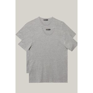 ALTINYILDIZ CLASSICS Men's Gray Slim Fit Slim Fit Crewneck Collar Plain T-shirt 2-pack.