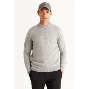 AC&Co / Altınyıldız Classics Men's Gray Standard Fit Normal Cut Half Turtleneck Wool Knitwear Sweater.