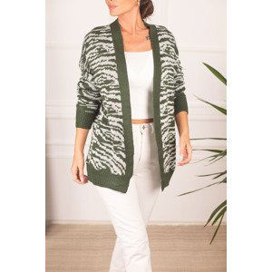 armonika Women's Khaki Patterned Long Cardigan