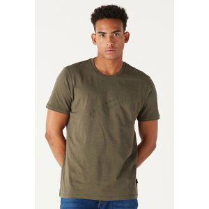 AC&Co / Altınyıldız Classics Men's Khaki Slim Fit Slim Fit T-Shirt with a Crew Neck 100% Cotton Printed.