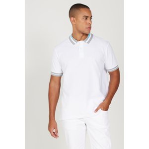 AC&Co / Altınyıldız Classics Men's White Slim Fit Slim Fit 100% Cotton Anti-roll Polo Neck T-Shirt.