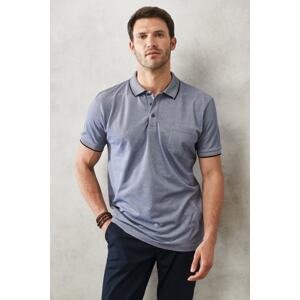 ALTINYILDIZ CLASSICS Men's Non-Shrink Cotton Fabric Regular Fit Relaxed Fit Navy Blue Roll-Up Polo Neck Pocket T-Shirt