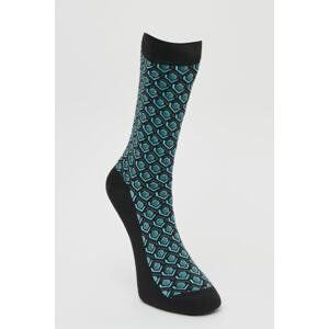 ALTINYILDIZ CLASSICS Men's Black-anthracite Patterned Crewneck Socks.