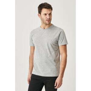 AC&Co / Altınyıldız Classics Men's Gray Melange Cotton Slim Fit Narrow Cut Crew Neck Short Sleeve T-Shirt