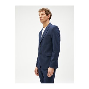 Koton Blazer Jacket with Buttons, Pockets, Stitching Detail, Slim Fit