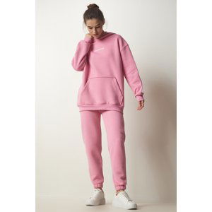 Happiness İstanbul Women's Pink Raised Knitted Tracksuit Set