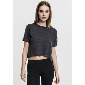 Dámské Cropped Burnout Short Sleeve Crew tmavě šedá