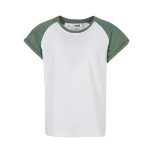 Dívčí kontrastní raglánové tričko bílé/šalvějové