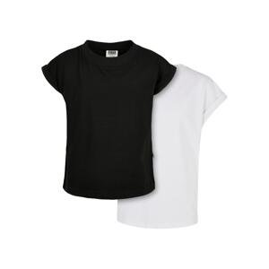 Dívčí organické tričko s prodlouženým ramenem 2-balení černá/bílá