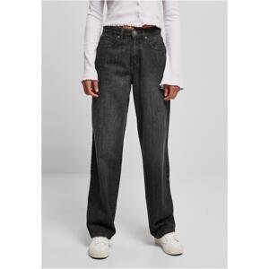 Dámské džínové kalhoty s vysokým pasem 90´S Wide Leg Denim Pants černé seprané