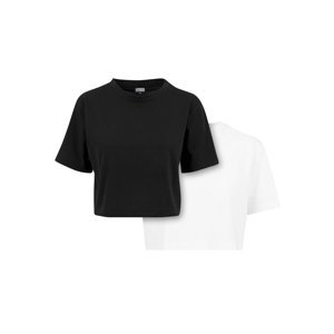 Dámské krátké oversized tričko 2-balení černá+bílá