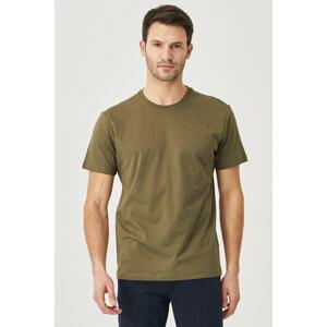 AC&Co / Altınyıldız Classics Men's Khaki 100% Cotton Slim Fit Narrow Cut Crew Neck Short Sleeve T-Shirt