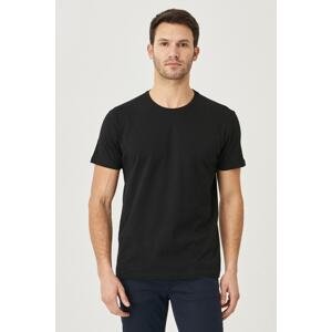 AC&Co / Altınyıldız Classics Men's Black 100% Cotton Slim Fit Narrow Cut Crew Neck Short Sleeve T-Shirt