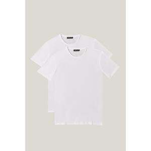 AC&Co / Altınyıldız Classics Men's White Slim Fit Narrow Cut Crew Neck 100% Cotton Plain T-Shirt Pack of 2