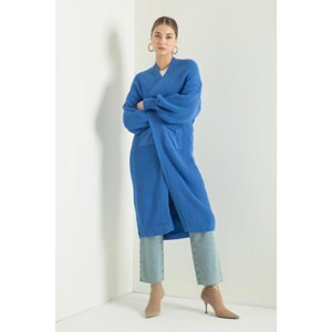 Lafaba Women's Blue Balloon Sleeve Long Knitwear Cardigan