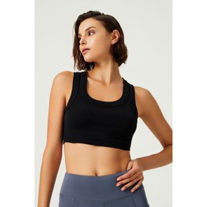 LOS OJOS x Melody Black Cotton Thick Strap Crop Top Tank