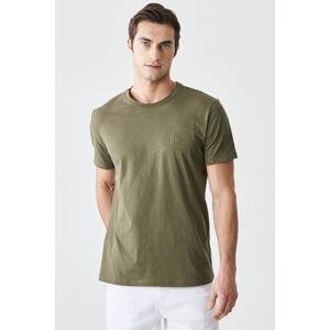 ALTINYILDIZ CLASSICS Men's Khaki Slim Fit Slim Fit 100% Cotton Crew Neck Short Sleeve T-Shirt