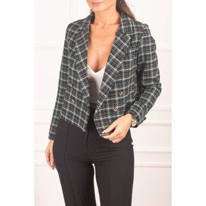 armonika Women's Mint Double Breasted Collar Tweed Crop Jacket