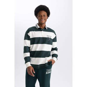 DEFACTO Boxy Fit Polo Collar Striped Polo T-Shirt