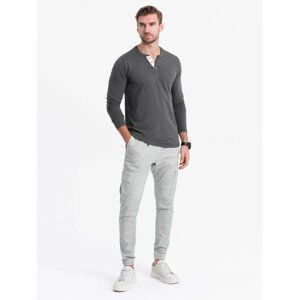 Ombre HENLEY men's neckline longsleeve - graphite