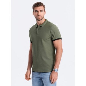 Ombre Men's cotton polo shirt - olive