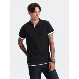 Ombre Men's cotton polo shirt - black