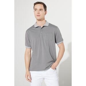 ALTINYILDIZ CLASSICS Men's Shrink-Resistant Cotton Fabric Regular Fit Comfortable Cut Grey-gray Polo Collar T-Shirt with Pockets