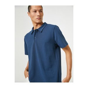Koton Basic T-Shirt Polo Neck Buttoned Short Sleeve