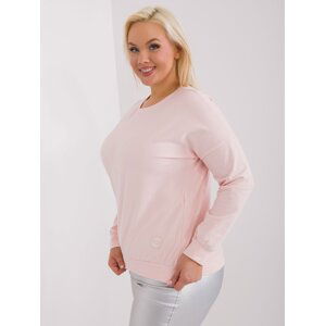 Světle růžová halenka plus size s dlouhým rukávem