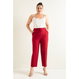 Lafaba Women's Burgundy Plus Size Fabric Trousers