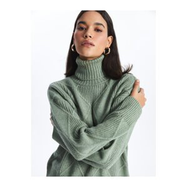 LC Waikiki Women's Turtleneck Self Patterned Long Sleeve Knitwear Sweater